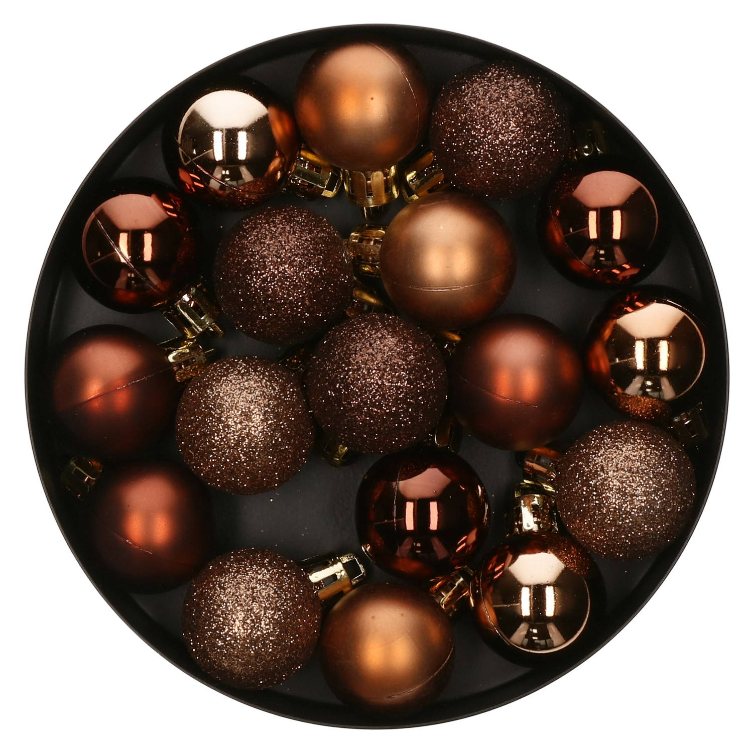 Atmosphera Kerstballen - 18ST - bronskleurig - glans en mat - D3 cm - kunststof - Kerstbal