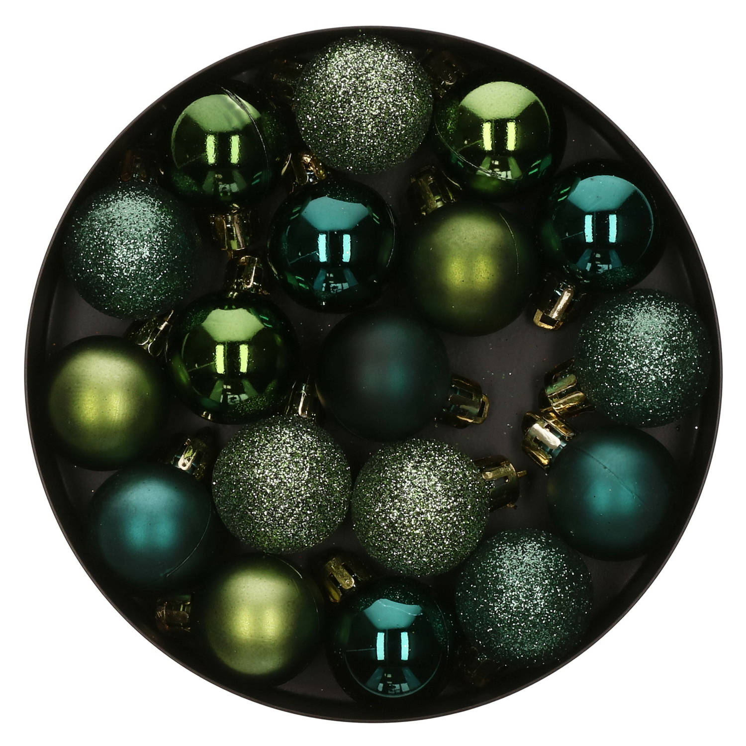 Atmosphera Kerstballen - 18ST - groen - glans en mat - D3 cm - kunststof - Kerstbal