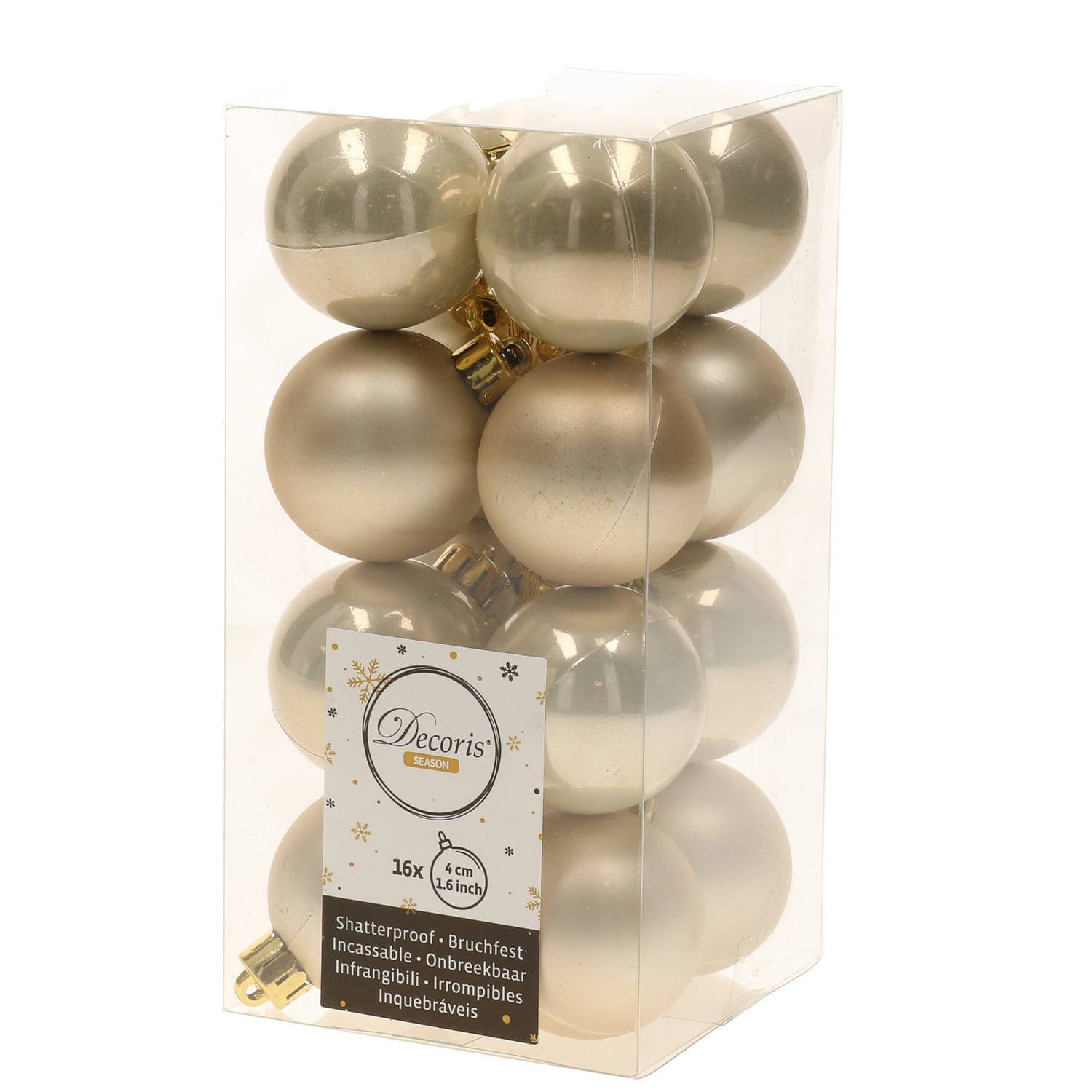 16x Licht Parel-champagne Kunststof Kerstballen 4 Cm Mat-glans Onbreekbare Plastic Kerstballen Kerst