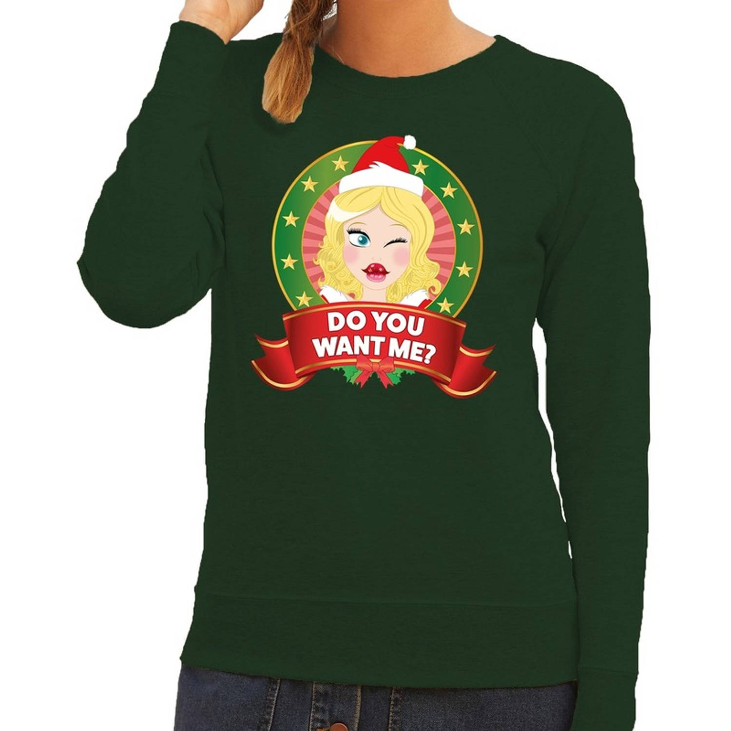 Foute kersttrui groen Do You Want Me voor dames 2XL (44) - kerst truien