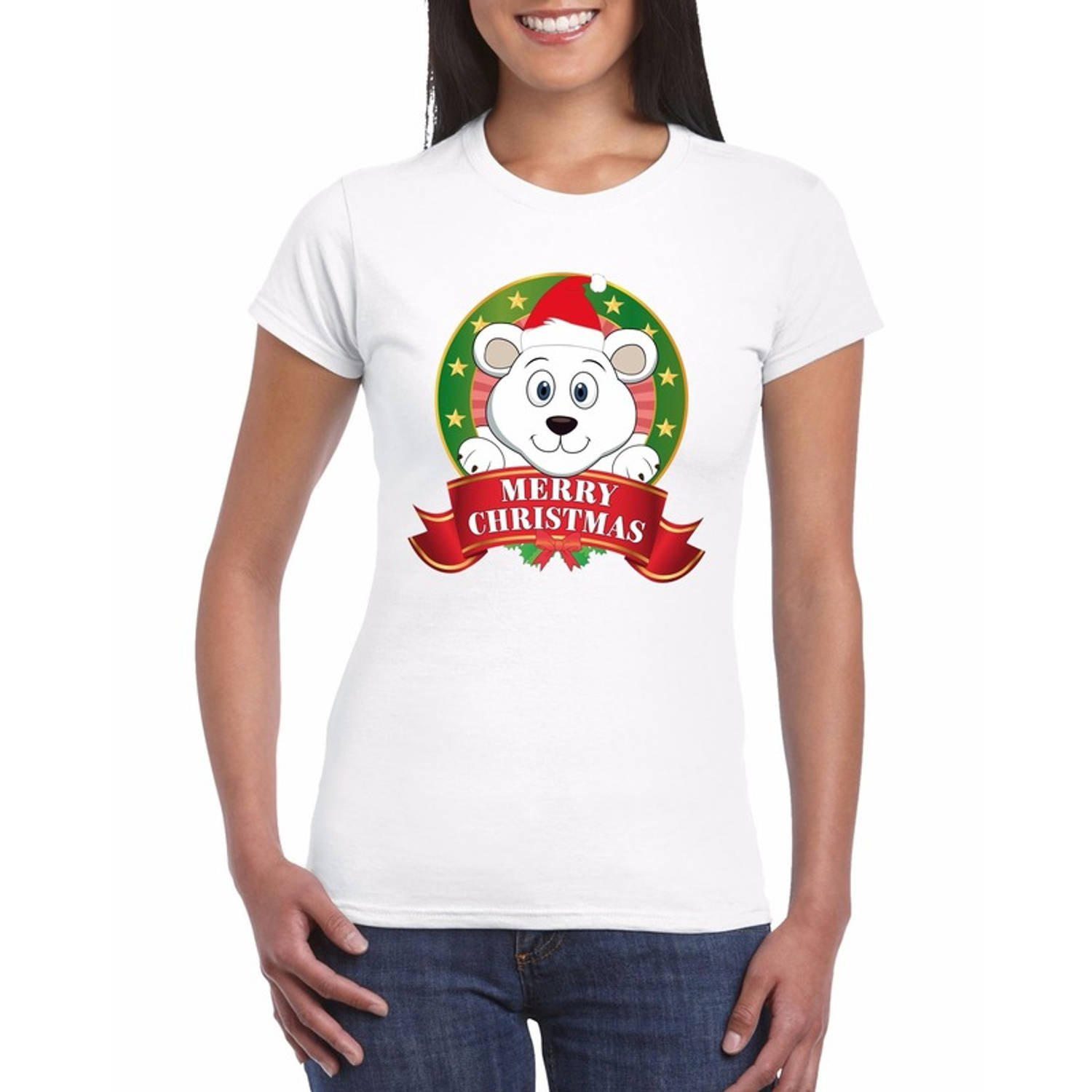 Fout Kerstmis shirt met ijsbeer voor dames XL - kerst t-shirts