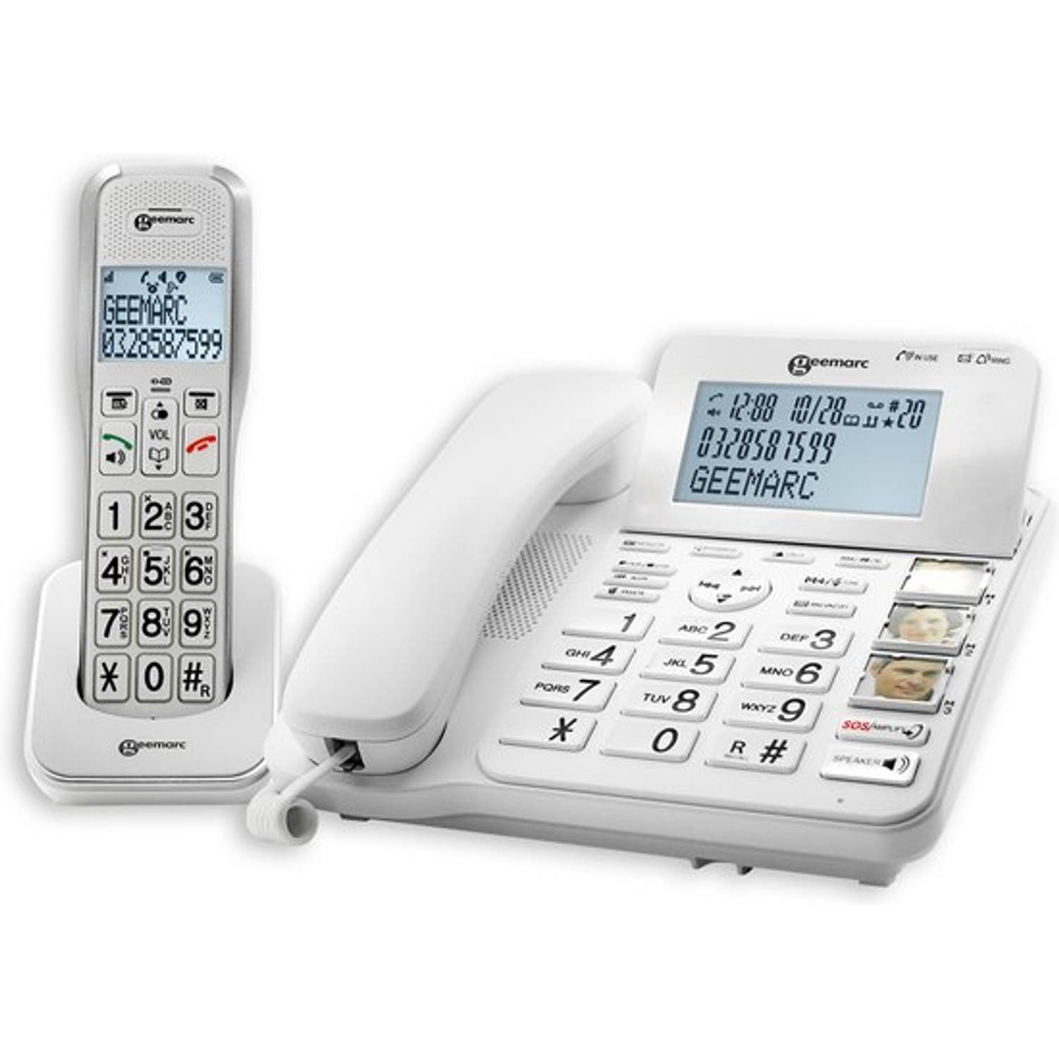GEEMARC AmpliDECT COMBI595 Combinatie van VASTE TELEFOON en DRAADLOZE TELEFOON - 50 dB GELUIDSVERSTERKING; zeer geschikt voor SLECHTHORENDEN en SLECHTZIENDEN - Antwoordapparaat