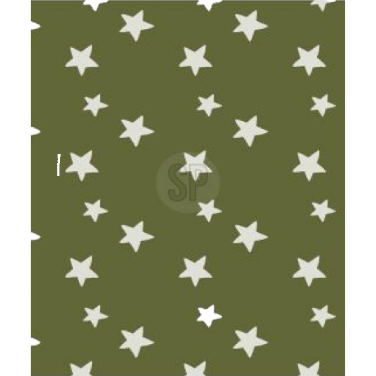 Polyester Fleece Deken-dekentje-plaid 130 X 170 Cm Marine Groen Met Sterren Plaids