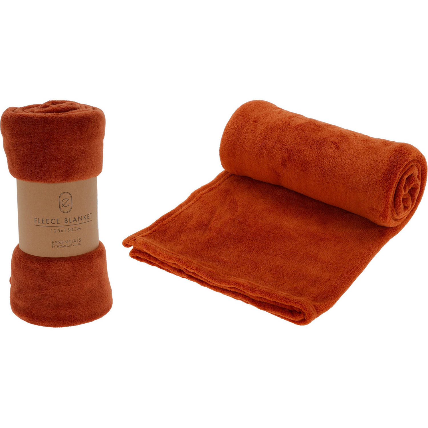 Polyester fleece 125 x 150 cm roest oranje Plaids | Blokker