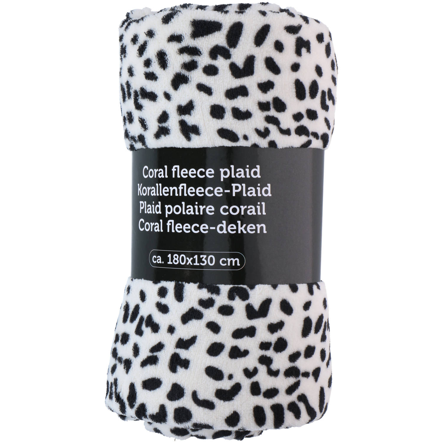 Typisch Strikt druiven Fleece deken/plaid - 180 x 130 cm - zwart wit panterprint - 240 grams -  Plaids | Blokker