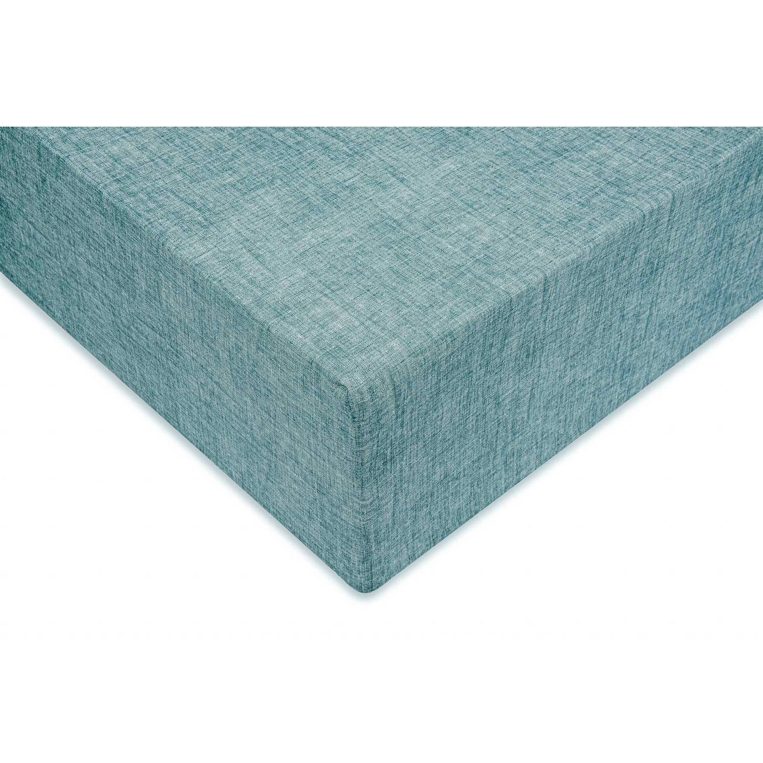 Zo Home Lino Hoeslaken Katoen Linnen Look 35cm Hoek - emerald green 160x200cm