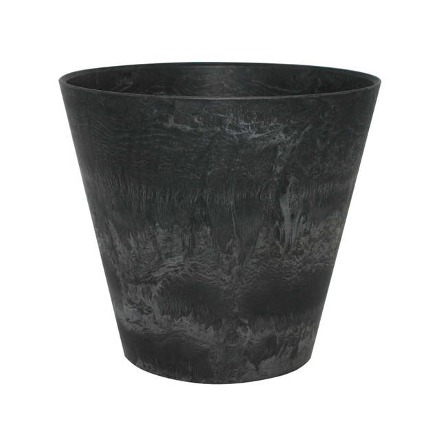 2x stuks plantenpot/bloempot in een natuursteen look Dia 17 cm en Hoogte 15 cm zwart - Plantenpotten