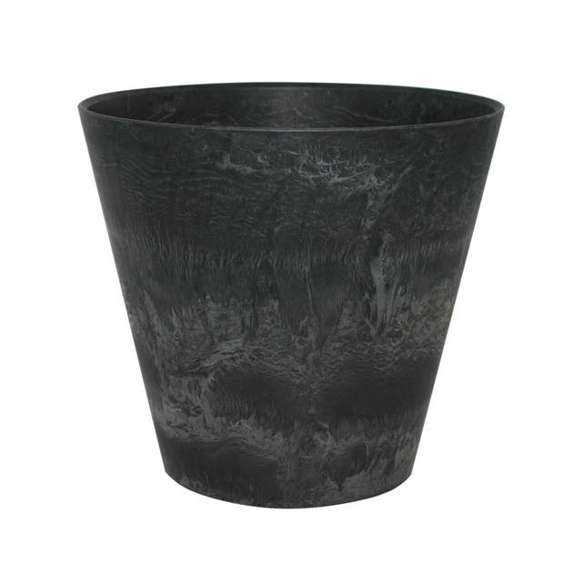 Plantenpot/bloempot in een natuursteen look Dia 17 cm en Hoogte 15 cm zwart - Plantenpotten