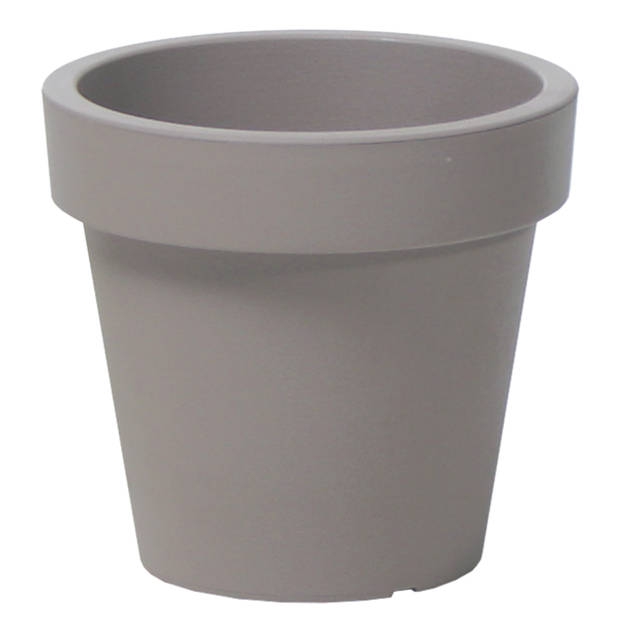 2x stuks basic plantenpot/bloempot kunststof dia 16 cm/hoogte 14.5 cm taupe - Plantenpotten