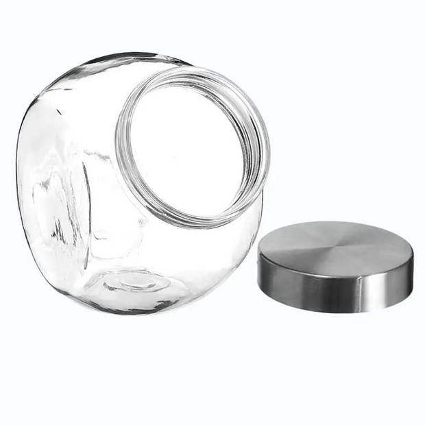 Snoeppot/voorraadpot 0,65L glas met RVS deksel - Voorraadpot