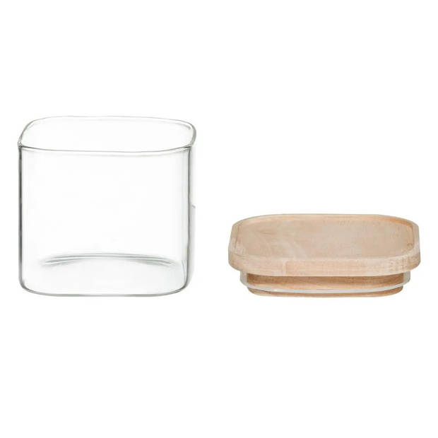 Set van 4 voorraadbussen/voorraadpotten 0,5L - 1L glas met houten deksel - Voorraadpot