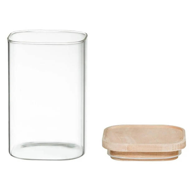 Set van 4 voorraadbussen/voorraadpotten 0,5L - 1L glas met houten deksel - Voorraadpot