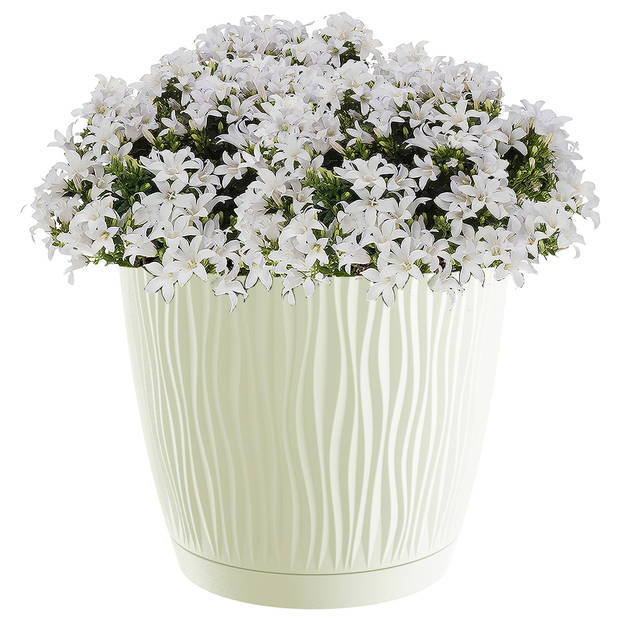 Prosperplast plantenpot/bloempot - kunststof - creme - D28 x H26 cm - Plantenpotten