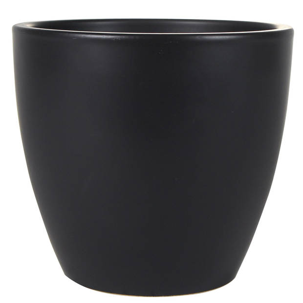 Steege Plantenpot/bloempot - keramiek - zwart - glanzend - 24x22 cm - Plantenpotten