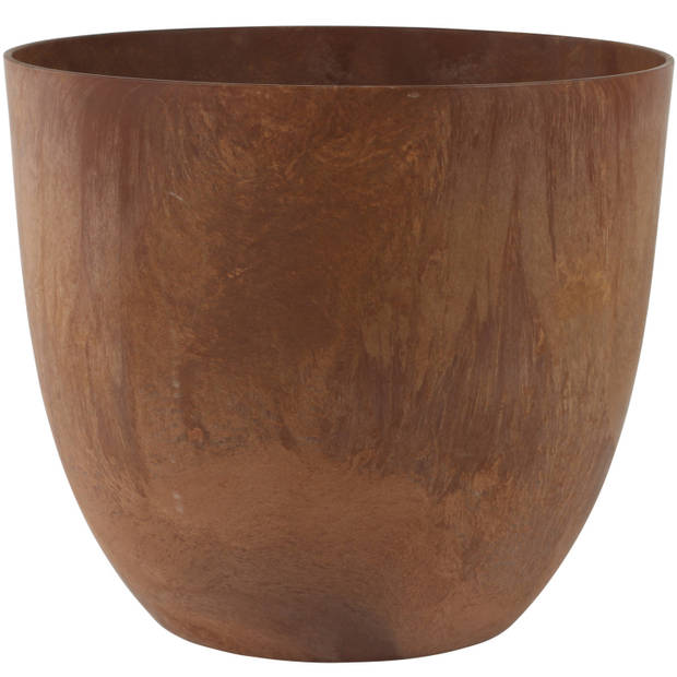 Bloempot/plantenpot van gerecycled kunststof terra bruin D38 en H33 cm - Plantenpotten