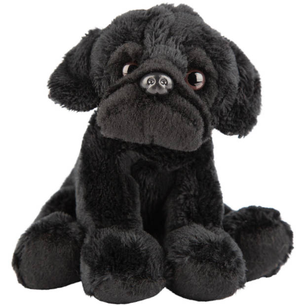 Pluche knuffel dieren zwarte Mopshond hond 13 cm - Knuffel huisdieren