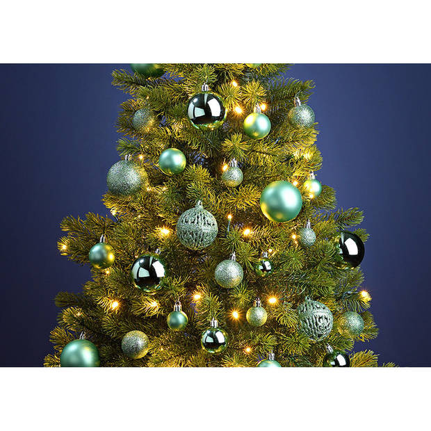 100x stuks kunststof kerstballen mint groen 3, 4 en 6 cm - Kerstbal