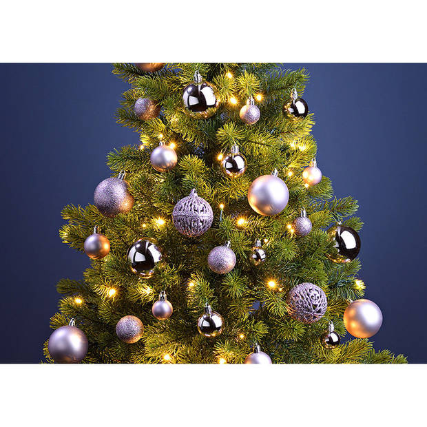 100x stuks kunststof kerstballen lila paars 3, 4 en 6 cm - Kerstbal