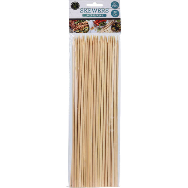 100x Bamboe houten sate prikkers/spiezen 30 cm - prikkers (sate)