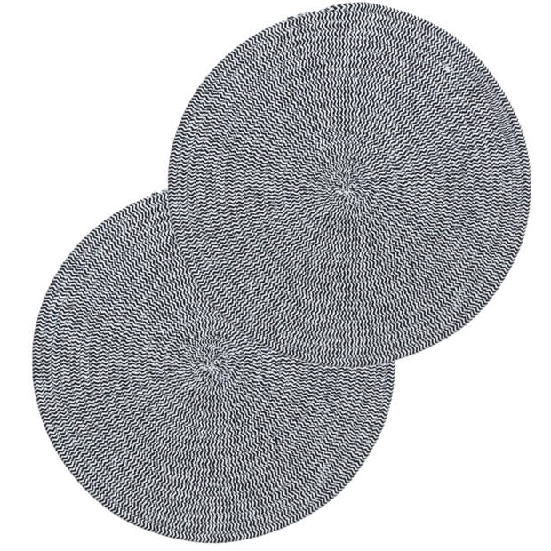 Set van 4x stuks placemats zwart/wit katoen 38 cm - Placemats