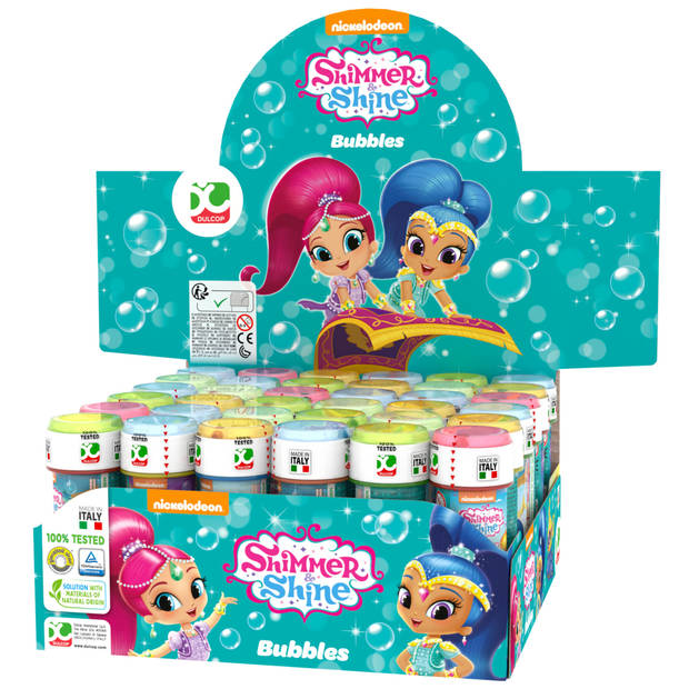 4x Shimmer and Shine bellenblaas flesjes met bal spelletje in dop 60 ml voor kinderen - Bellenblaas