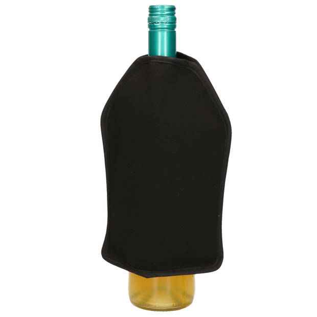 Wijnfles koeler/koelelement hoes zwart 22 cm - Koelelementen