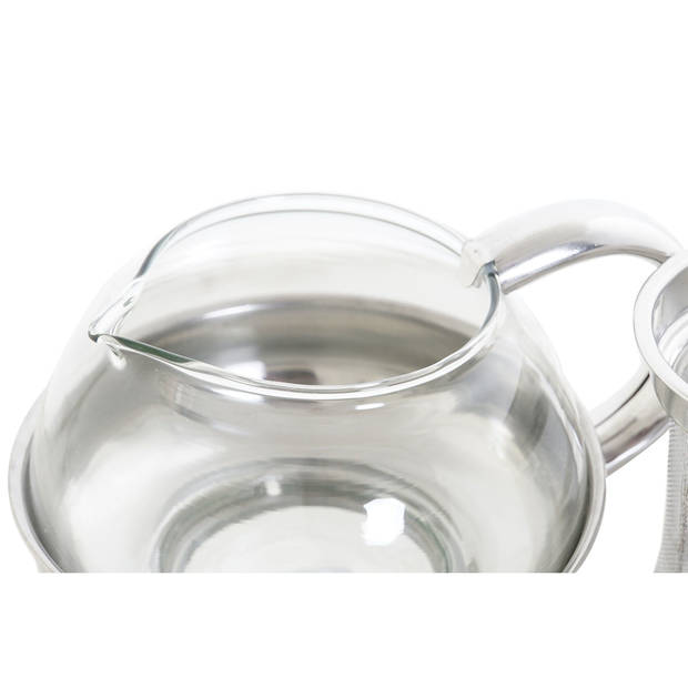 Theepot van glas en RVS 600 ml met filter/infuser en handvat - Theepotten