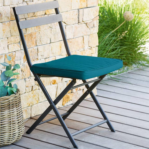 Set van 2x stuks stoelkussens voor binnen en buiten in de kleur emerald groen 40 x 40 x 4 cm - tuinstoelkussens