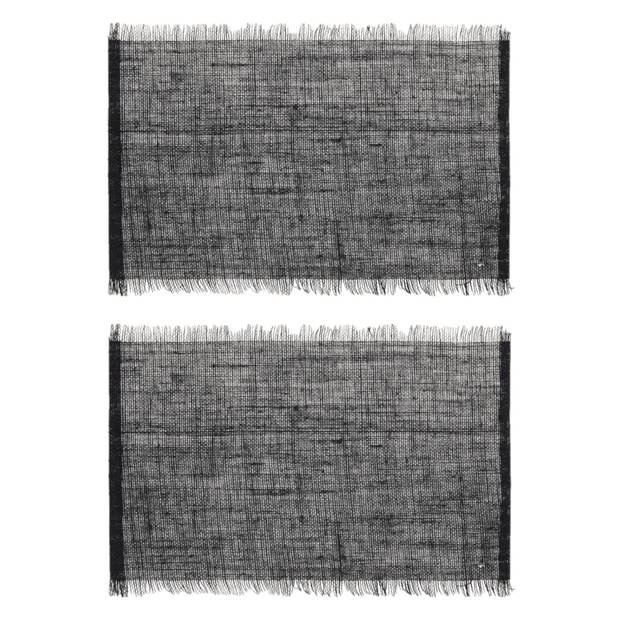 Set van 4x stuks placemats uni zwart jute 45 x 30 cm - Placemats