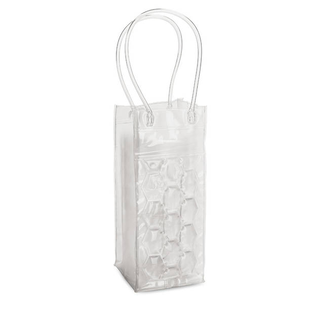 4x stuks transparante PVC koeltas draagtas voor flessen 25 cm - Koelelementen