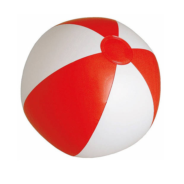 2x stuks opblaasbare zwembad strandballen plastic rood/wit 28 cm - Strandballen