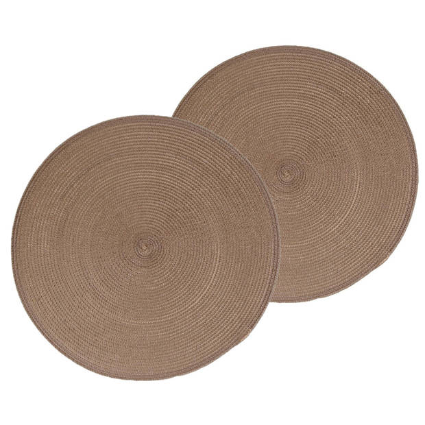 Set van 6x stuks placemats gevlochten kunststof taupe 38 cm - Placemats