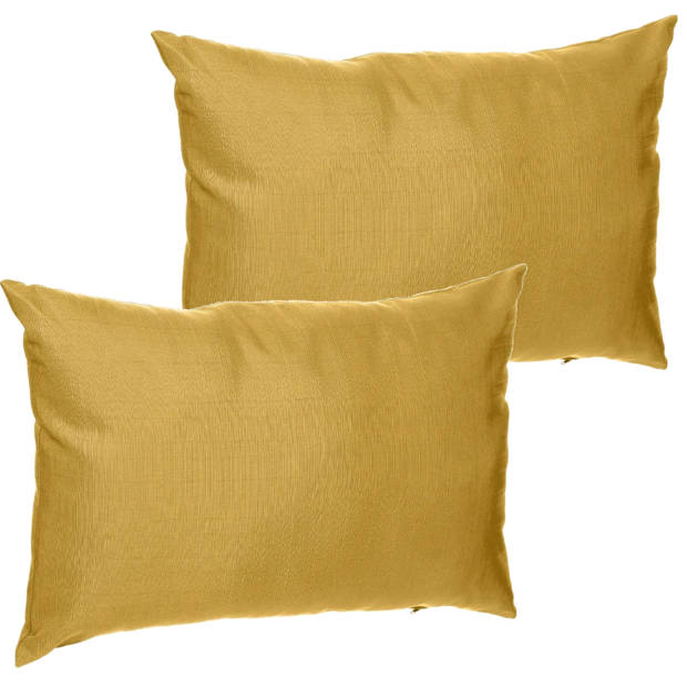 Bank/sier/tuin kussens voor binnen en buiten in de kleur mosterd geel 30 x 50 x 10 cm - tuinstoelkussens