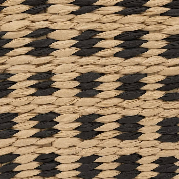 Gevlochten rieten opbergmand - vierkant - beige/zwart 31 x 31 x 31 cm - Opbergmanden