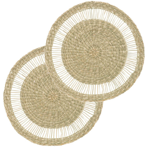 Set van 6x stuks placemats zeegras naturel 38 cm - Placemats