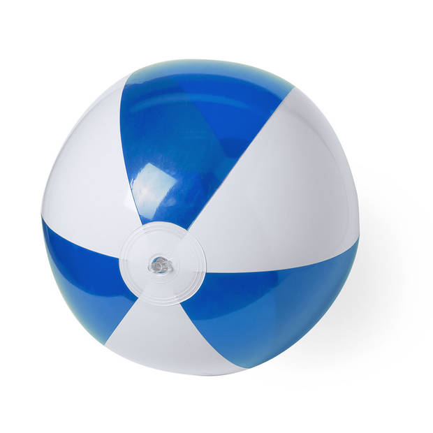 2x stuks opblaasbare strandballen plastic blauw/wit 28 cm - Strandballen