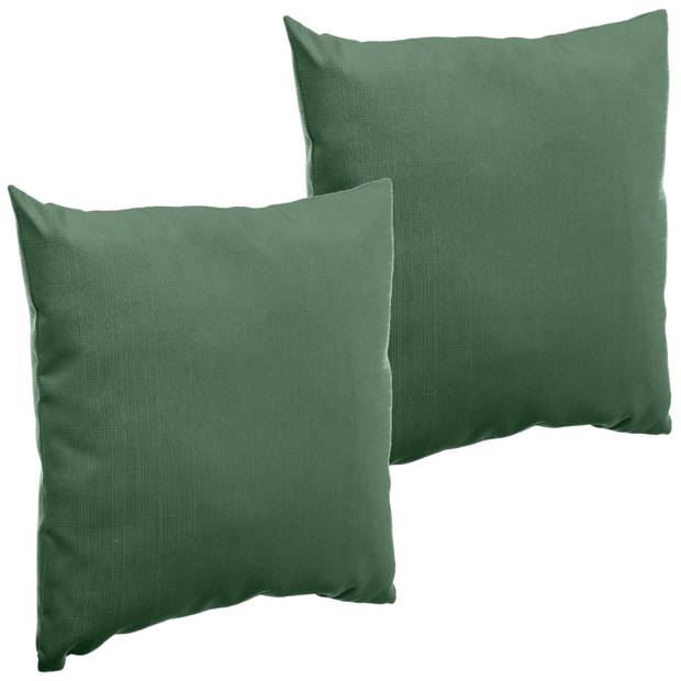 Bank/sier/tuin kussens voor binnen en buiten in de kleur olijf groen 40 x 40 x 10 cm - tuinstoelkussens
