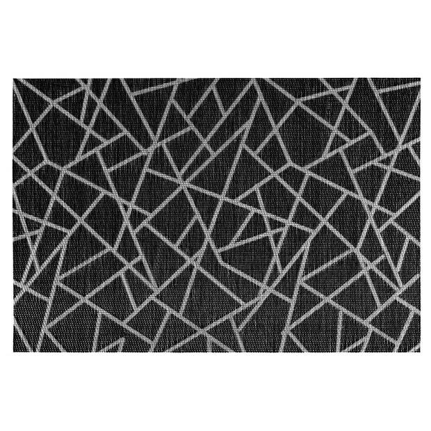 Set van 4x stuks placemats grafische print zwart texaline 45 x 30 cm - Placemats