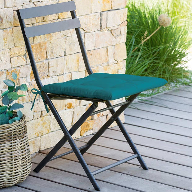 Set van 4x stuks stoelkussens voor binnen en buiten in de kleur Emerald groen 40 x 40 x 4 cm - tuinstoelkussens