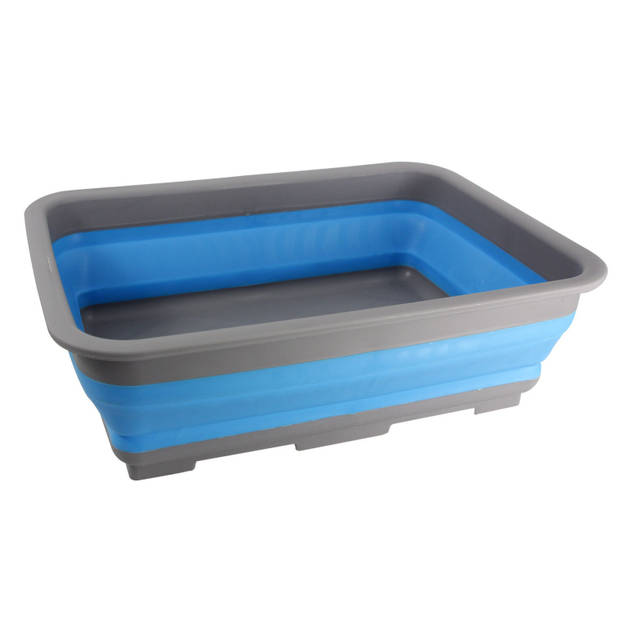 Opvouwbare afwasbak met afdruipmat - grijs/blauw - keuken benodigdheden - reis accessoires - Afwasbak