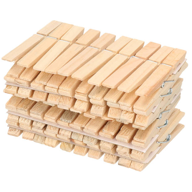 50x Wasgoedknijpers naturel van hout - Knijpers
