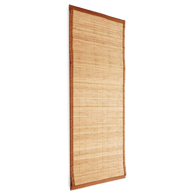 Badkamer vloermat anti-slip lichte bamboe 50 x 80 cm met lichtbruine rand - Badmatjes