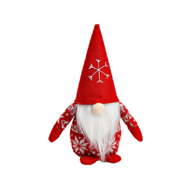 Set van 2x stuks pluche gnome/dwerg decoratie poppen/knuffels rood 12 x 20 x 9 cm - Kerstman pop