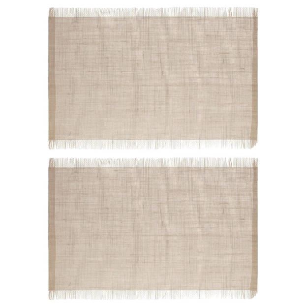 Set van 4x stuks placemats uni lichtbruin jute 45 x 30 cm - Placemats