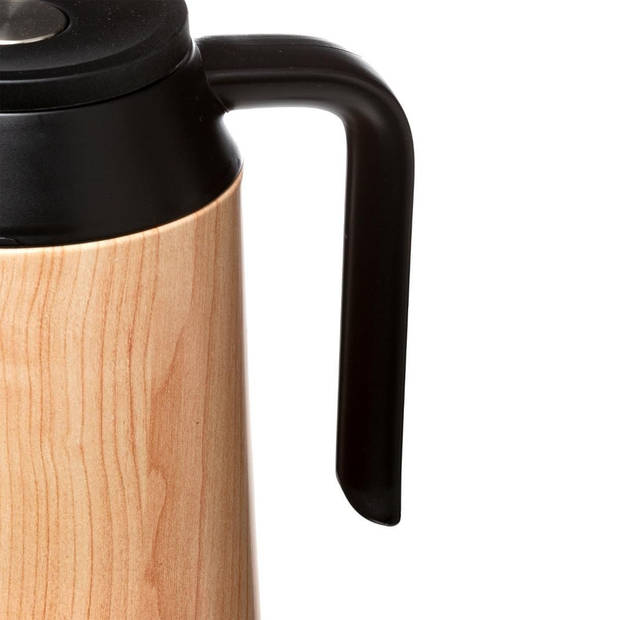 Koffie/thee thermoskan/isoleerkan 1 liter houtlook - Thermoskannen