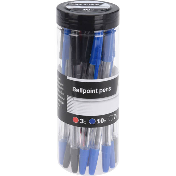 40x stuks balpennen rood/zwart/blauw 14 cm - Pennen
