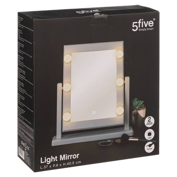 Make-up spiegel met LED verlichting op standaard wit 37 x 9 x 41 cm - Make-up spiegeltjes