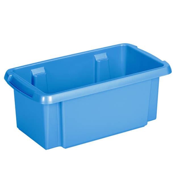 Sunware 3x opslagbox kunststof 7 liter blauw 38 x 21 x 14 cm met deksel - Opbergbox