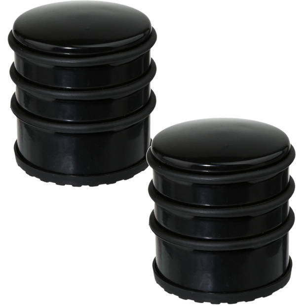 2x Stuks ronde deurstopper zwart 7 x 7,5 cm van metaal - Deurstoppers