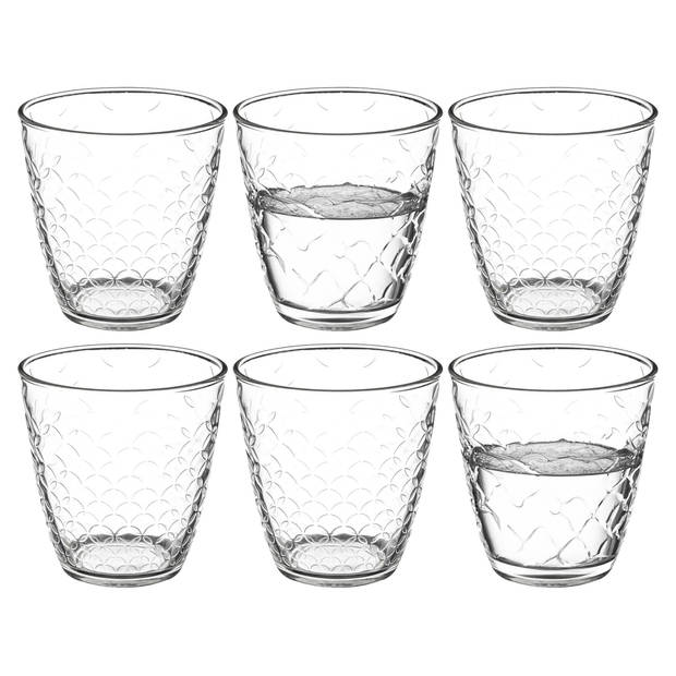 Secret de Gourmet waterglazen/drinkglazen Rome -set 12x - 250 ml - deco glas - Drinkglazen